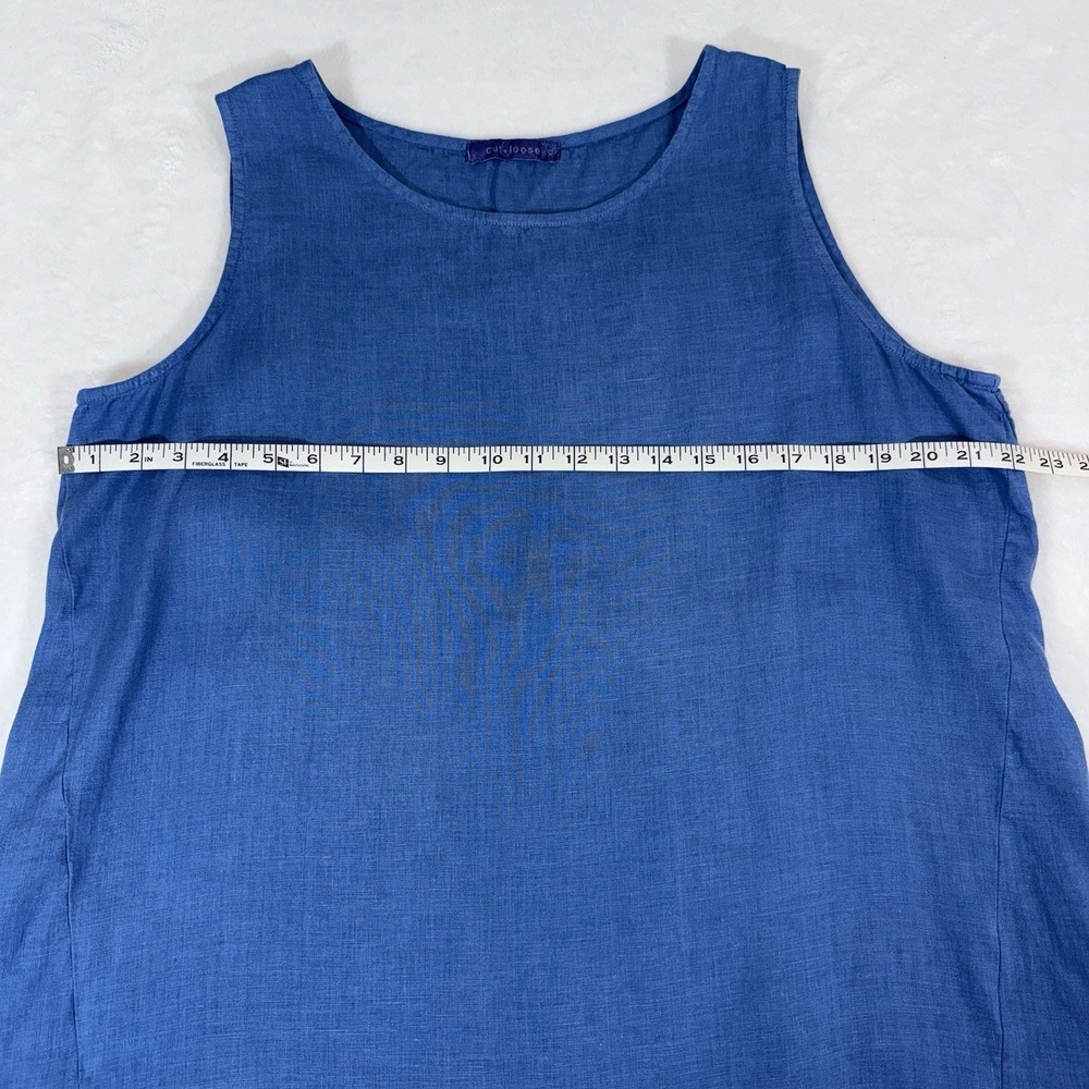 Cut Loose Aline Tank Dress Womans XL Amalfi Blue 100% Linen Boho Beachy - Picture 9 of 11